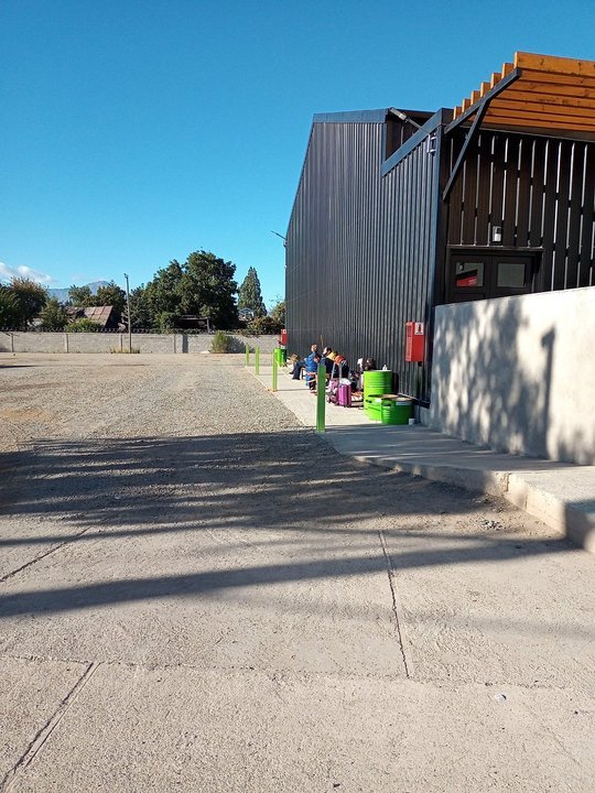 Vista de la estructura de la nueva terminal de ómnibus de El Bolsón